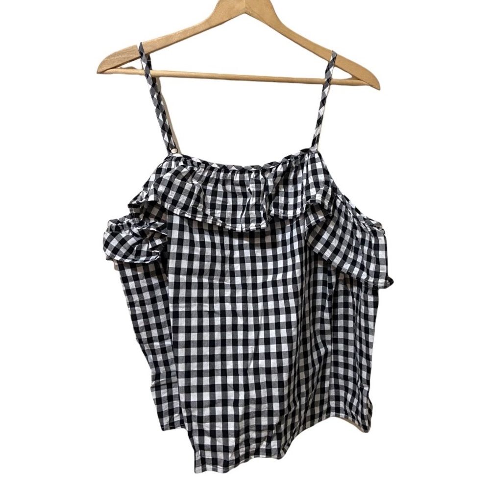A New Day Women's Plus Size 2X Gingham Top With Ruffle Detail
